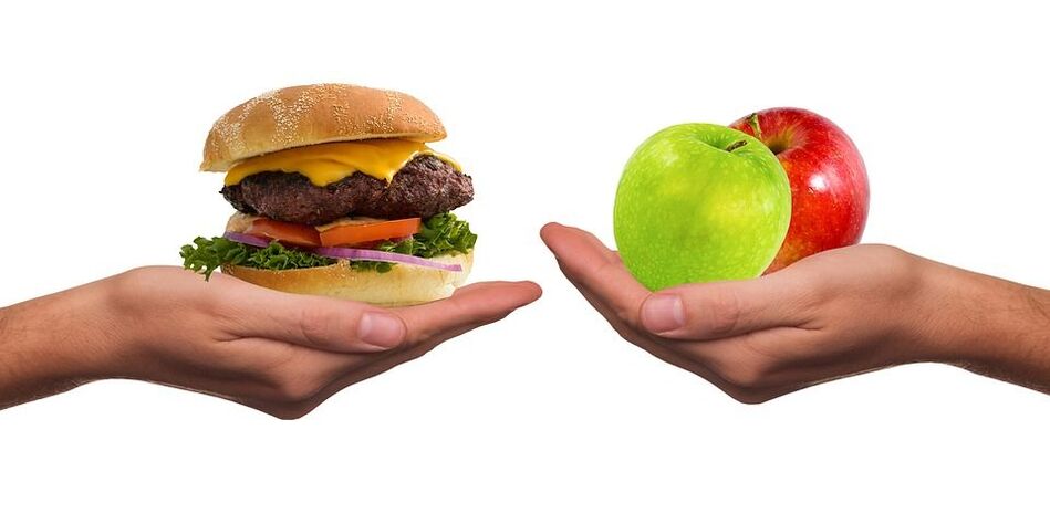 Choose between healthy and unhealthy foods